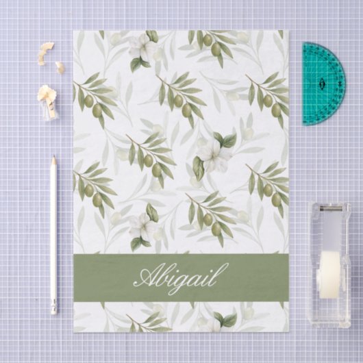 Timeless Sage Olive Watercolor Name Tissuepapier (Craft)