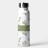 Timeless Sage Olive Watercolor Name Waterfles (Links)