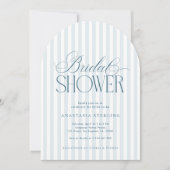 Timeless Script Blue Stripes Arched Bridal Shower Kaart (Voorkant)