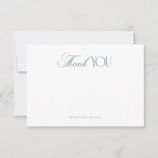 Timeless Script Coastal Blue Stripes Bridal Shower Bedankkaart (Voorkant)