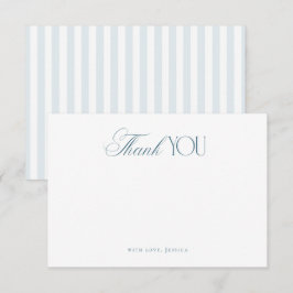 Timeless Script Coastal Blue Stripes Bridal Shower Bedankkaart