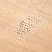 Timeless Script Font Formal Elegant Wedding Clear Acryl Uitnodigingen (Laagn)