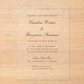 Timeless Script Font Formal Elegant Wedding Clear Acryl Uitnodigingen (Voorkant)