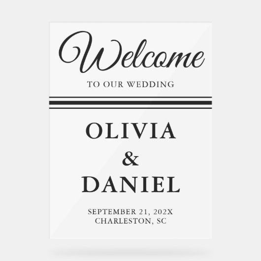 Timeless Script Wedding Welcome Sign Acryl Bord (Voorkant)