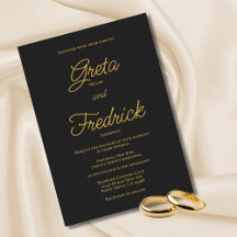 Timeless Simple Charcoal Black Gold Script Weduwen
