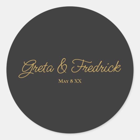 Timeless Simple Charcoal Gold Script Ronde Sticker (Voorkant)