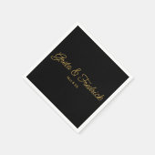 Timeless Simple Elegance Black Gold Script Napkins Servet (Hoek)