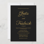 Timeless Simple Elegance Black Gold Script Weduwen Kaart (Voorkant)