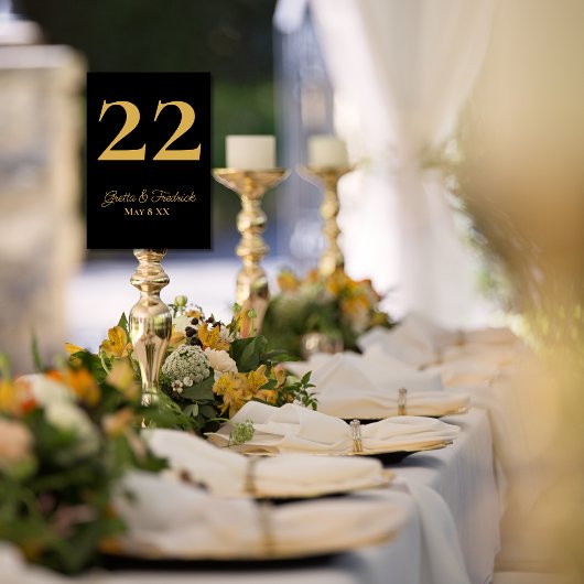 Timeless Simple Elegance Black Gold Script Weduwen Kaart