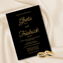Timeless Simple Elegance Black Gold Script Weduwen