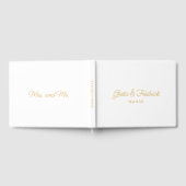 Timeless Simple Minimal White en Gold Script Gastenboek (Volledig)