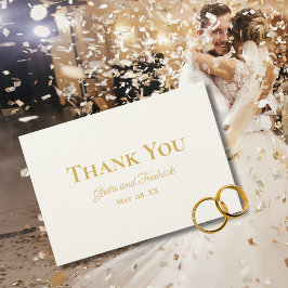 Timeless Simple Minimalist Luxe Gold Wedding Bedankkaart