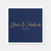 Timeless Simple Minimalist Navy Gold Script Servet (Voorkant)