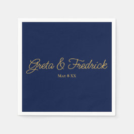 Timeless Simple Minimalist Navy Gold Script Servet
