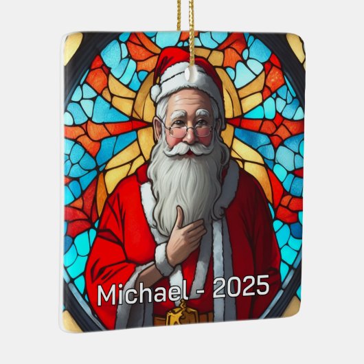 Timeless Stained Glass Santa Keramisch Ornament (Rechts)