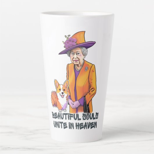 Timeless Style en Grace- RIP Queen Elizabeth II Latte Mok (Voorkant)