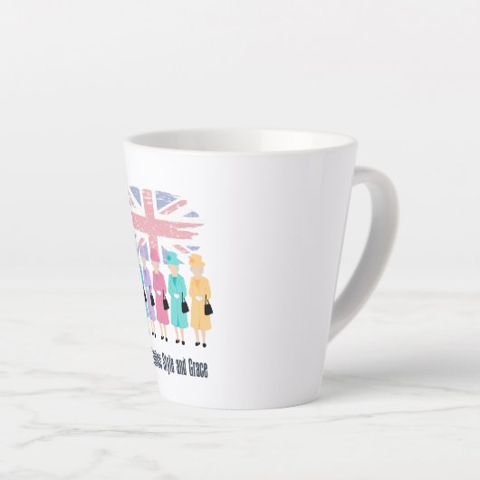 Timeless Style en Grace- RIP Queen Elizabeth II Latte Mok (Rechterhoek)