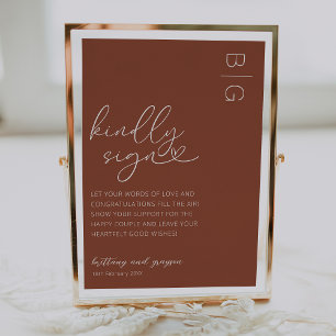 Timeless Terracotta Wedding Guestbook Sign Poster