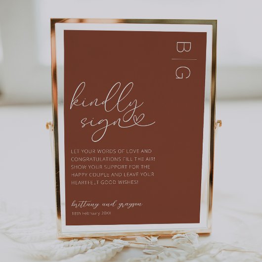 Timeless Terracotta Wedding Guestbook Sign Poster