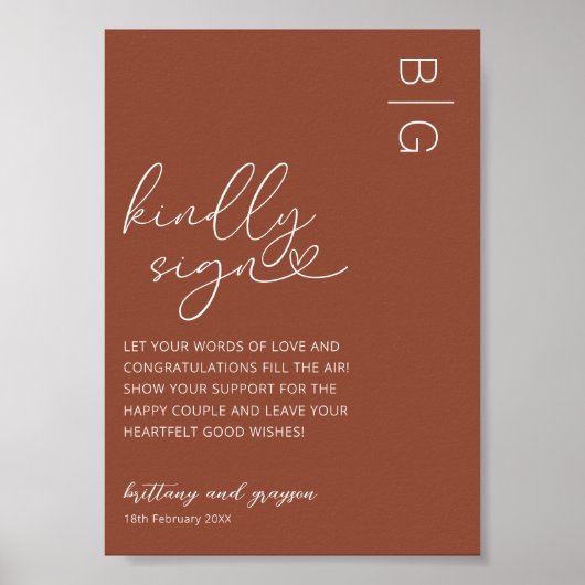 Timeless Terracotta Wedding Guestbook Sign Poster (Voorkant)