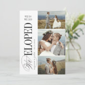 Timeless Typography 3 photo We Eloped Reception Kaart (Staand voorkant)