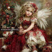 Timeless Victorian Angel Green and Gold Christmas Feestdagenkaart