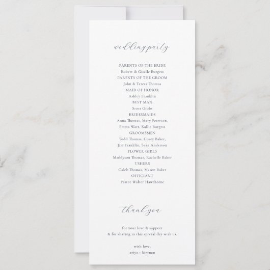 Timeless Vines Monogram Crest Navy Blue Program Kaart (Achterkant)