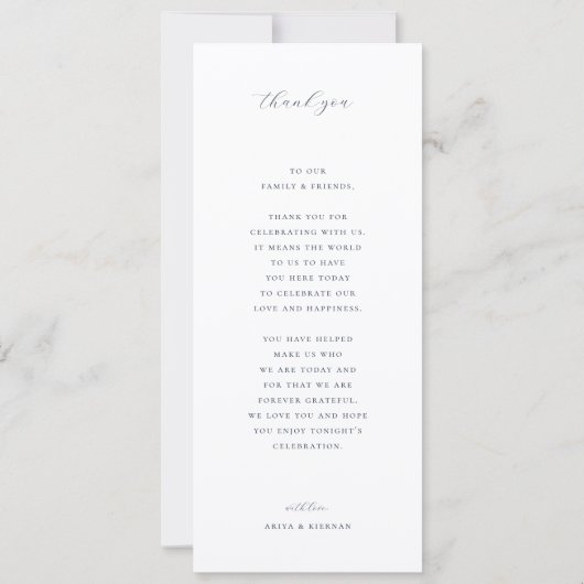 Timeless Vines Wedding Crest Menu Card Kaart (Achterkant)