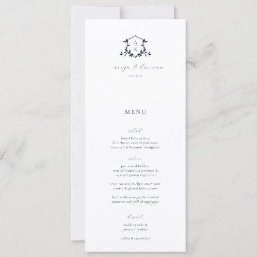 Timeless Vines Wedding Crest Menu Card Kaart (Voorkant)