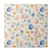 Timeless Watercolor Pastel Bunny Flowers Eggs Tegeltje (Voorkant)