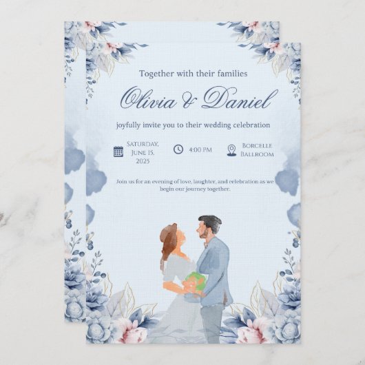 Timeless Wedding Invitation – Customizable Kaart (Voorkant / Achterkant)