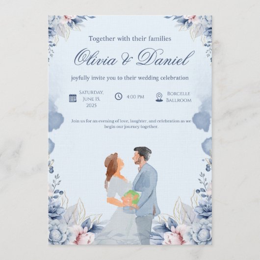 Timeless Wedding Invitation – Customizable Kaart (Voorkant)