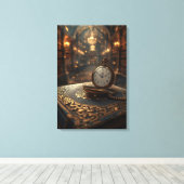 Timeless Wisdom – The Golden Clock of Knowledge Canvas Afdruk (Insitu (Houten vloer))