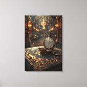 Timeless Wisdom – The Golden Clock of Knowledge Canvas Afdruk (Voorkant)