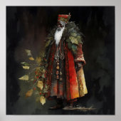 Timeless Woodland Black Santa in Fluwelen Rode man Poster (Voorkant)