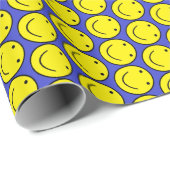 Timeless Yellow Happy Face op blauw pakpapier (Rol Hoek)