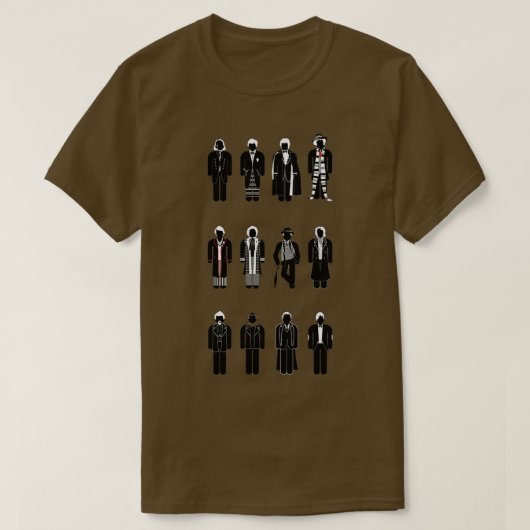 Timelord Recognition Guide 1st 11th plus war Docto T-shirt (Design voorkant)