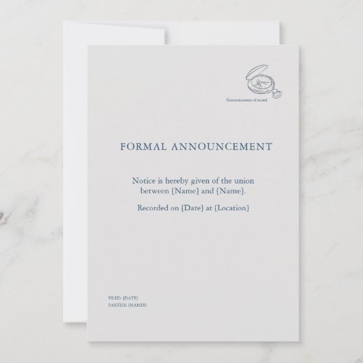 Timepiece- Minimalist Union Announcement  Kaart (Voorkant)