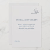 Timepiece- Minimalist Union Announcement  Kaart (Voorkant / Achterkant)