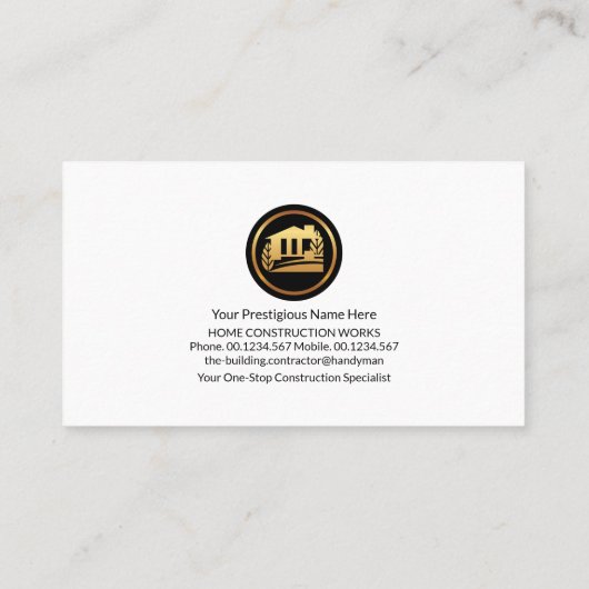 Timer Layer Gold Home Landscape Border Visitekaartje (Achterkant)