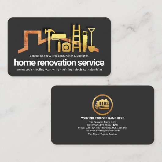 Timer Rooftop Gold Handyman Tools Visitekaartje (Voorkant / Achterkant)