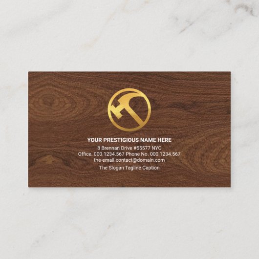 Timer Wood Gold Handyman Tools Remodeling Visitekaartje (Achterkant)