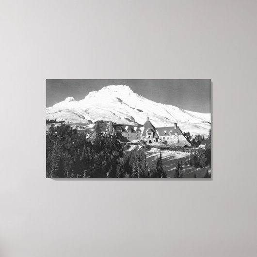 Timerline Lodge en Mt. Hood Photografie Canvas Afdruk (Voorkant)