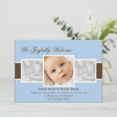 Times 3 Aankondiging geboorte (blauw) (Staand voorkant)