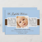 Times 3 Aankondiging geboorte (blauw) (Voorkant / Achterkant)