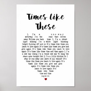 Times als deze Heart Song Lyric Wall Art print