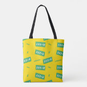 Times drie gele leren tote bag (Achterkant)
