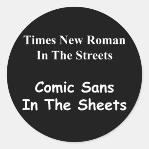 Times New Roman in de straten, stripverhalen.... Ronde Sticker