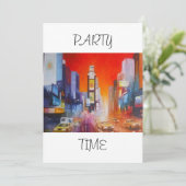 Times Square America Party Time Invitation Kaart (Staand voorkant)