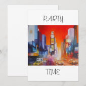 Times Square America Party Time Invitation Kaart (Voorkant / Achterkant)